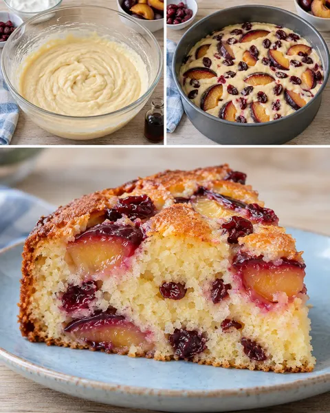 Torta allo yogurt — prugne, vaniglia, mirtilli rossi