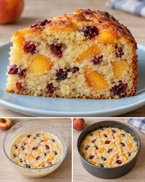 Torta allo yogurt — pesche, vaniglia, mirtilli rossi