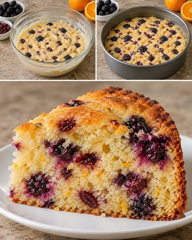 Torta allo yogurt — more, arancia, mirtilli rossi