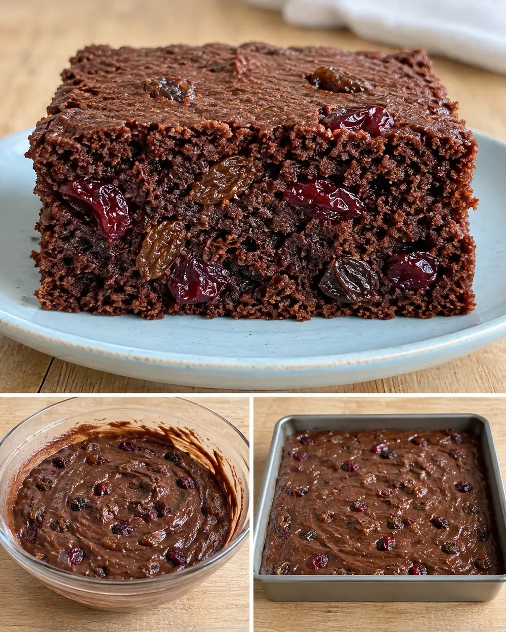 Torta al cacao — uvetta, vaniglia, mirtilli rossi