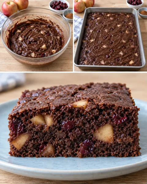 Torta al cacao — mele, cannella, mirtilli rossi
