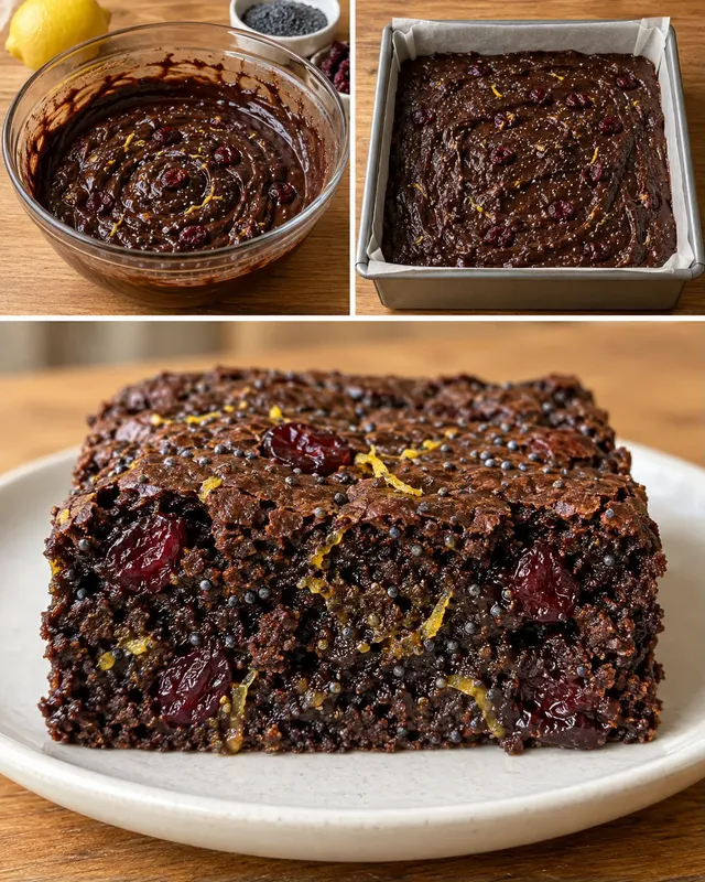 Brownie — limone, papavero, mirtilli rossi