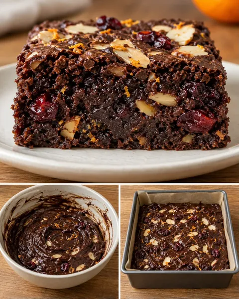 Brownie — arancia, mandorle, mirtilli rossi