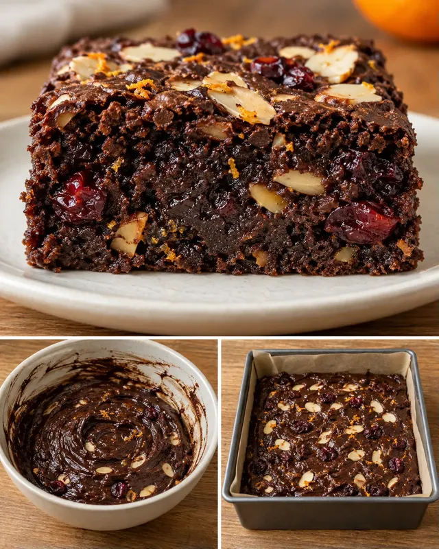 Brownie — arancia, mandorle, mirtilli rossi