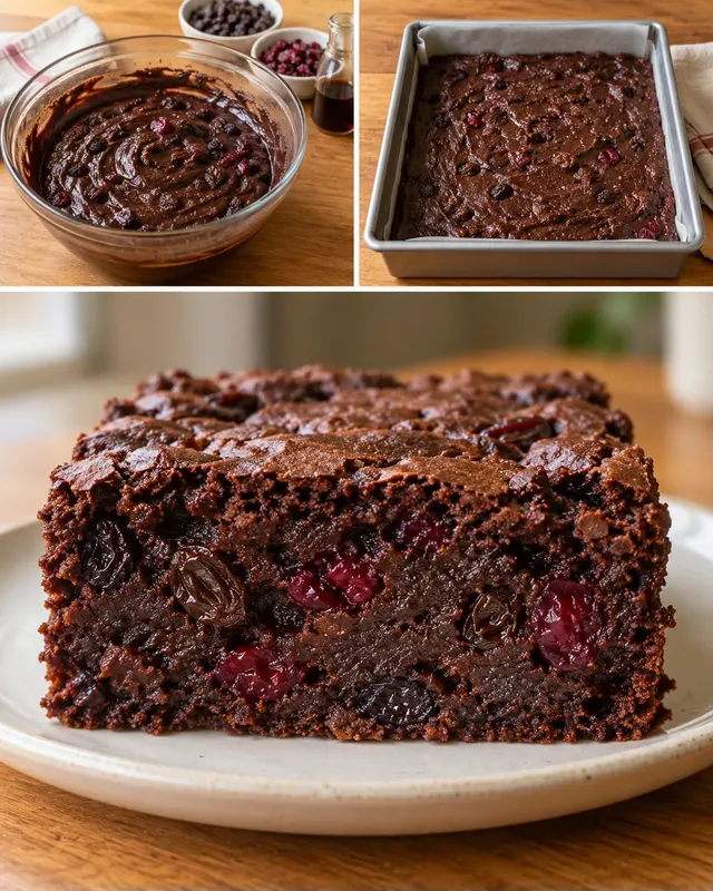 Brownie — uvetta, vaniglia, mirtilli rossi