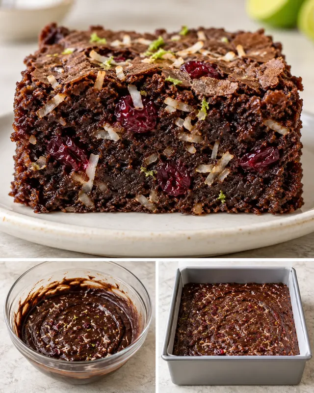 Brownie — cocco, lime, mirtilli rossi