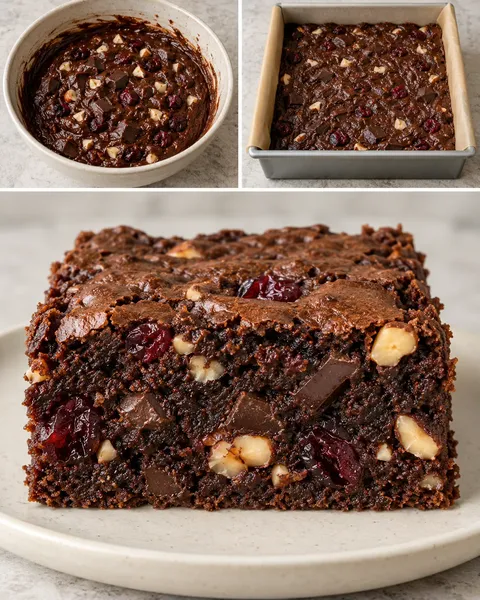 Brownie — cioccolato fondente, nocciole, mirtilli rossi