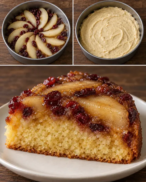 Torta rovesciata — pere, cardamomo, mirtilli rossi