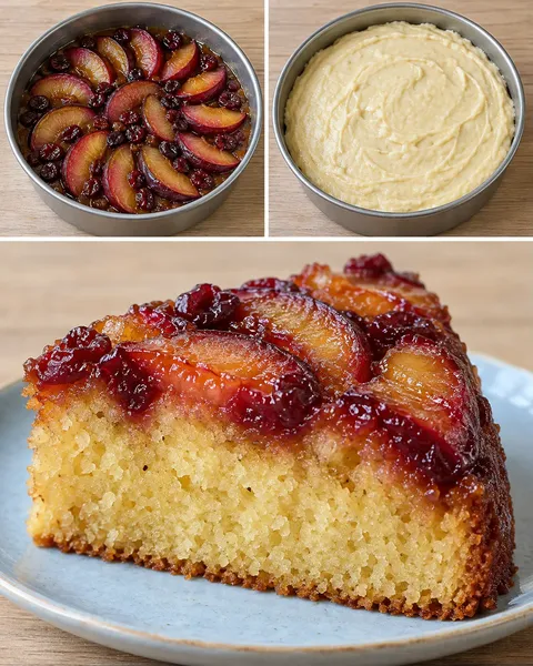 Torta rovesciata — prugne, vaniglia, mirtilli rossi