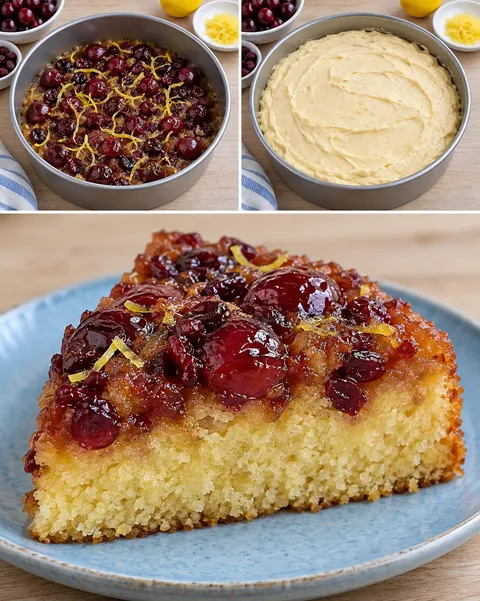 Torta rovesciata — amarene, limone, mirtilli rossi