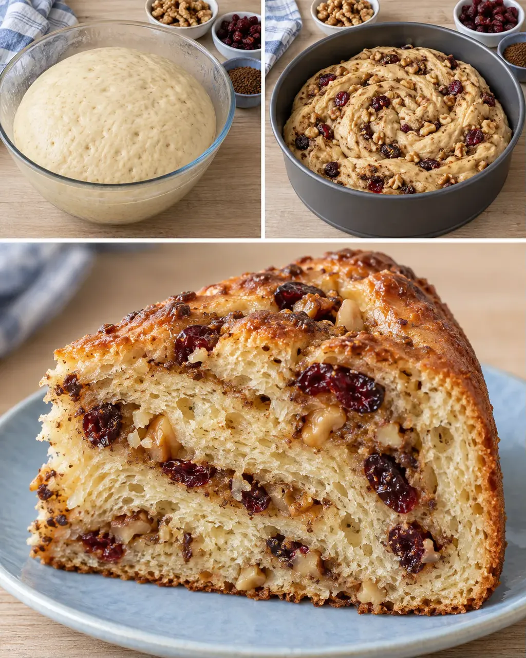 Dolce lievitato — caffè, noci, mirtilli rossi