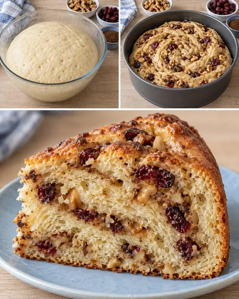 Dolce lievitato — caffè, noci, mirtilli rossi
