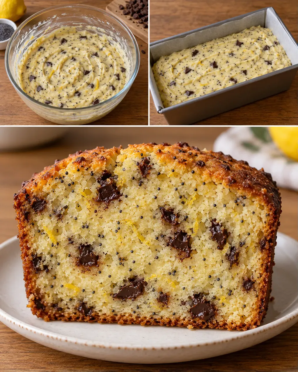 Plumcake al burro — limone, papavero, cioccolato fondente