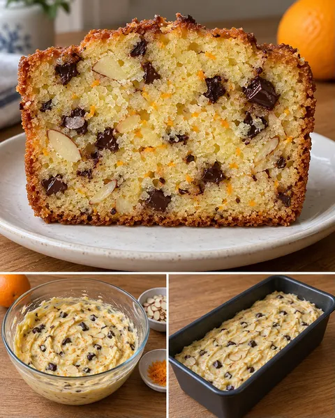 Plumcake al burro — arancia, mandorle, cioccolato fondente