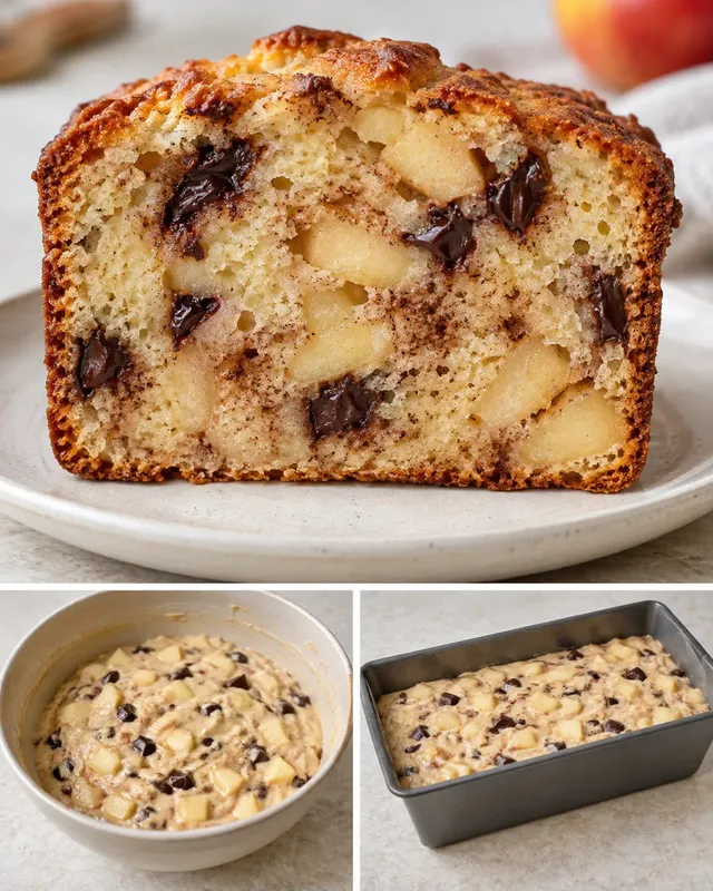 Plumcake al burro — mele, cannella, cioccolato fondente