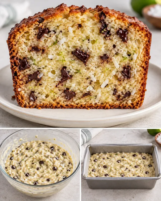 Plumcake al burro — cocco, lime, cioccolato fondente