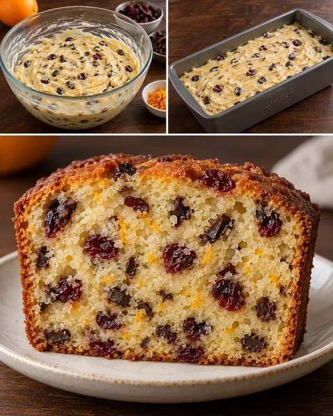 Plumcake al burro — mirtilli rossi, arancia, cioccolato fondente