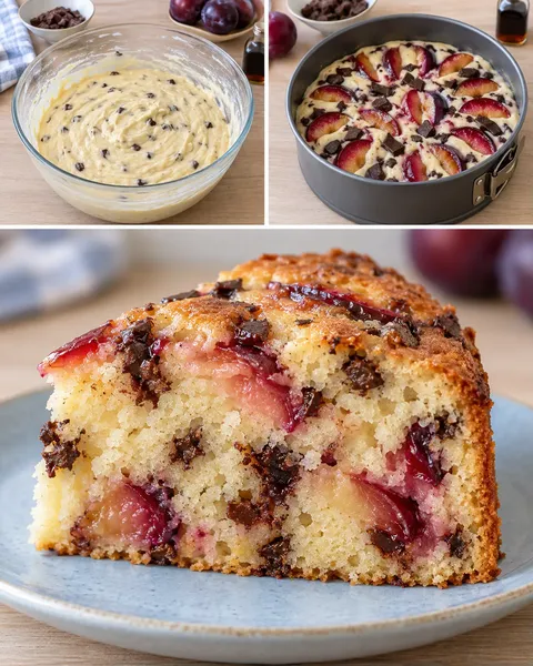 Torta allo yogurt — prugne, vaniglia, cioccolato fondente