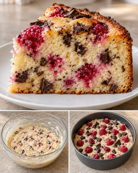 Torta allo yogurt — lamponi, vaniglia, cioccolato fondente