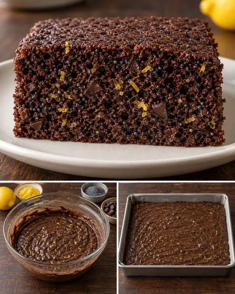 Torta al cacao — limone, papavero, cioccolato fondente
