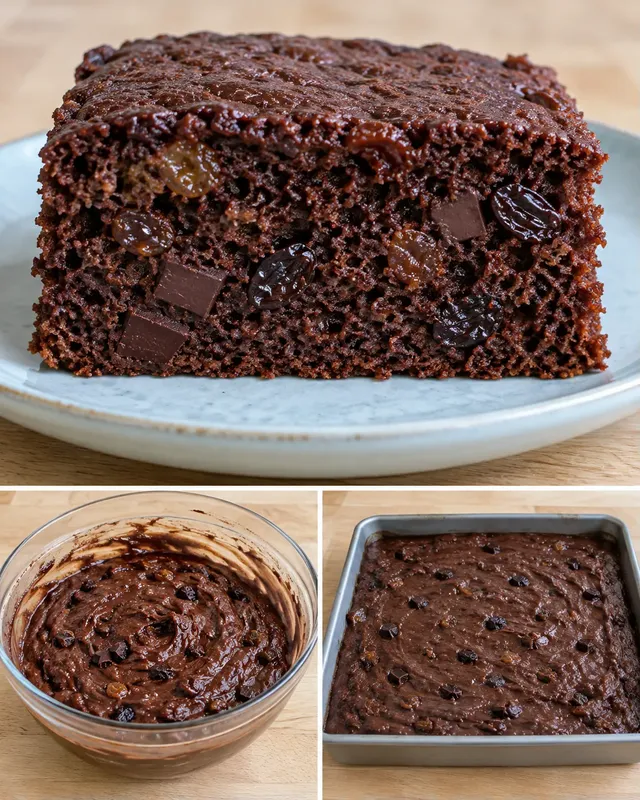 Torta al cacao — uvetta, vaniglia, cioccolato fondente