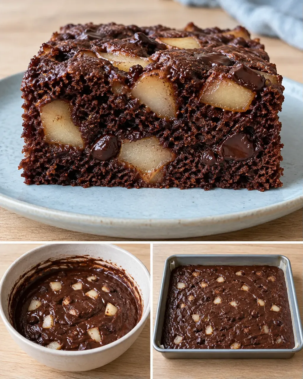 Torta al cacao — pere, cardamomo, cioccolato fondente