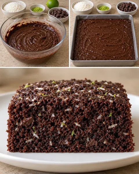 Torta al cacao — cocco, lime, cioccolato fondente