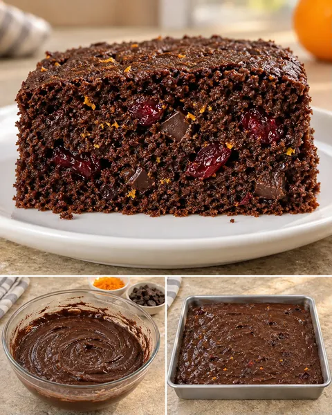 Torta al cacao — mirtilli rossi, arancia, cioccolato fondente