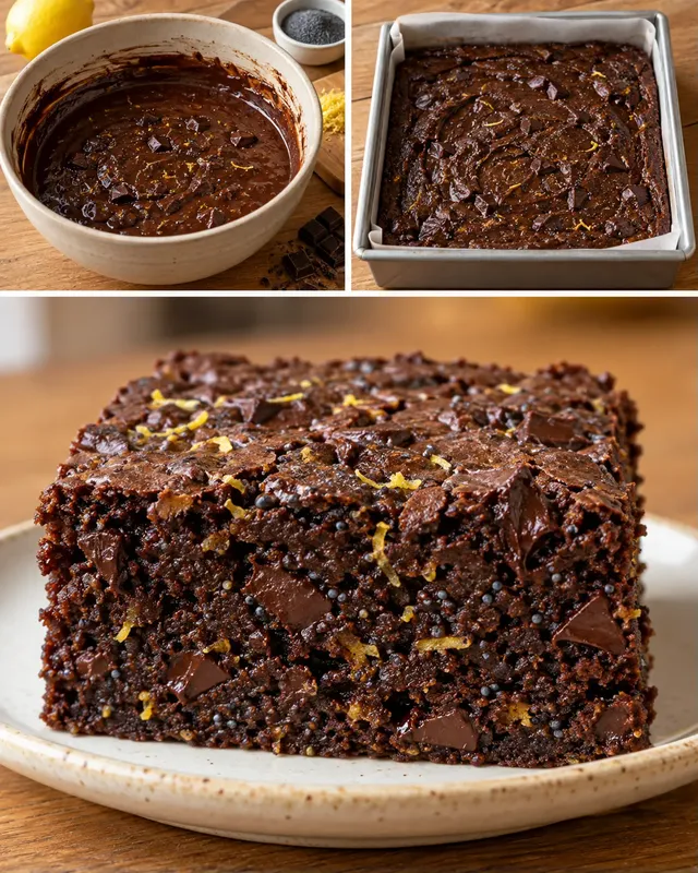 Brownie — limone, papavero, cioccolato fondente