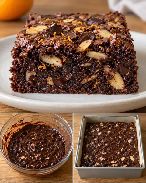 Brownie — arancia, mandorle, cioccolato fondente