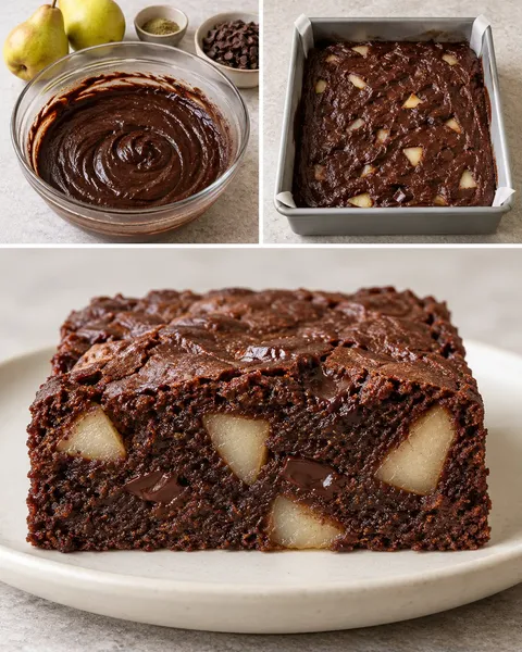Brownie — pere, cardamomo, cioccolato fondente