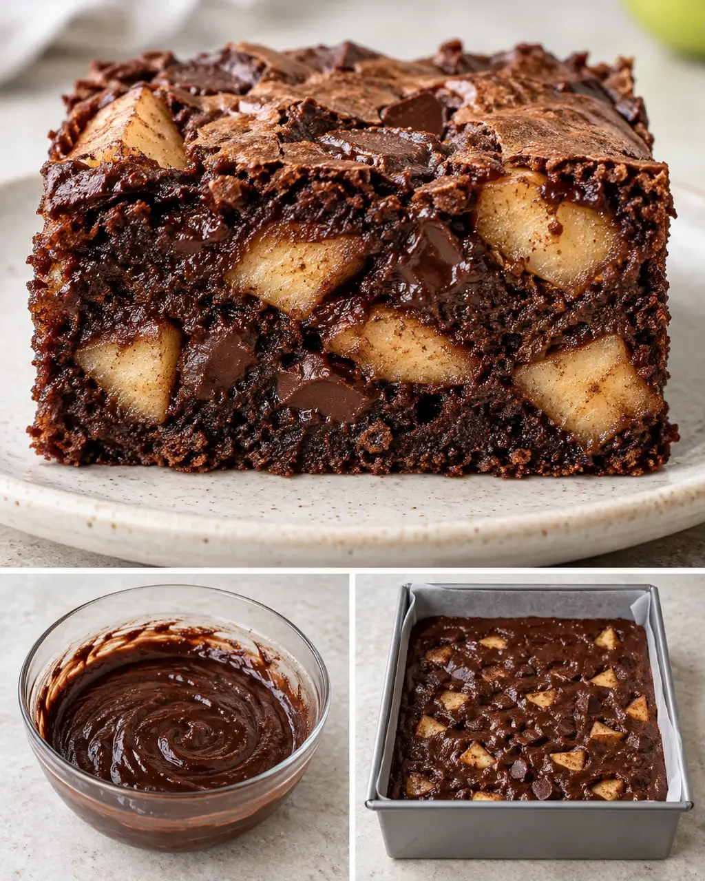Brownie — mele, cannella, cioccolato fondente