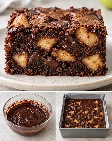 Brownie — mele, cannella, cioccolato fondente
