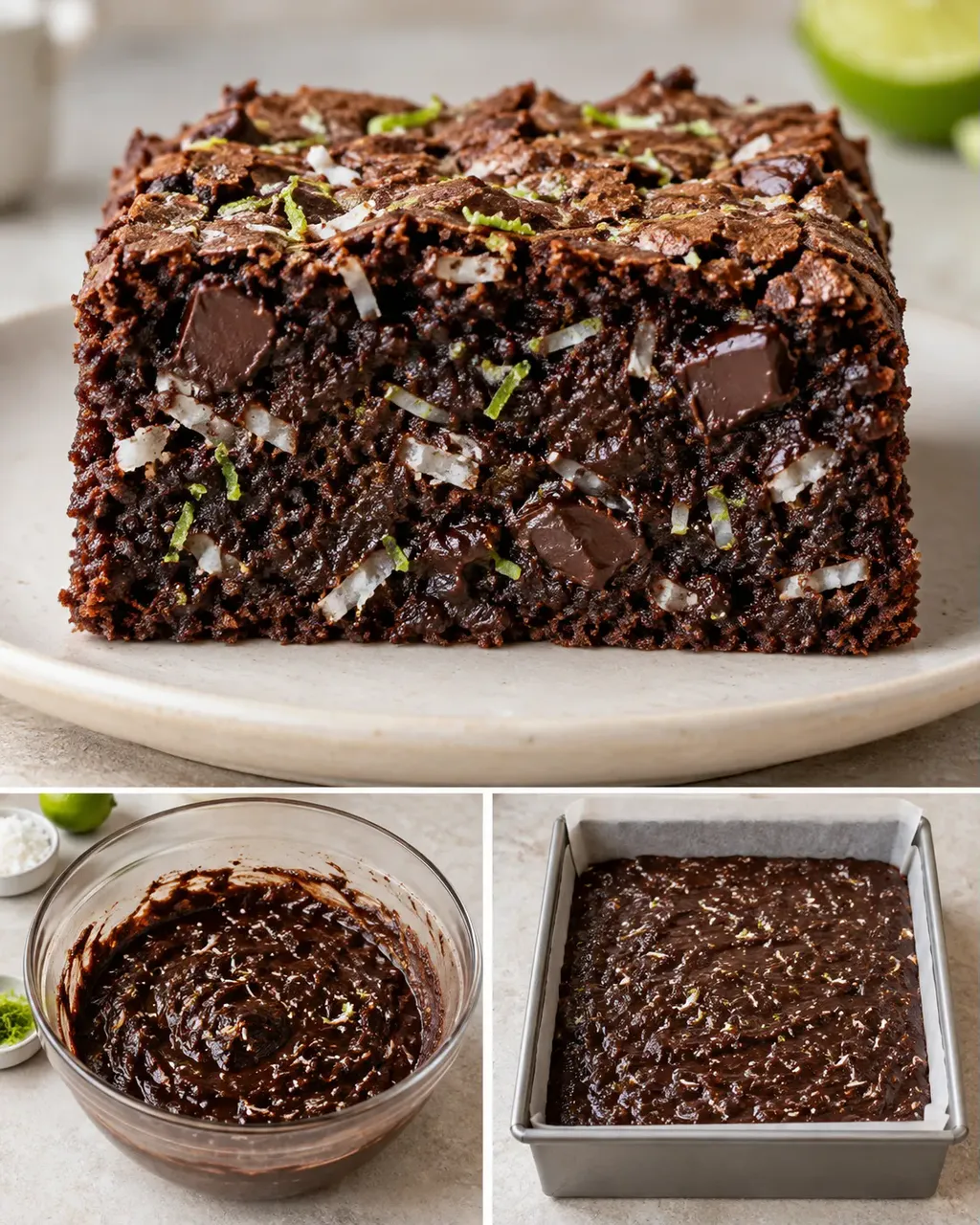 Brownie — cocco, lime, cioccolato fondente