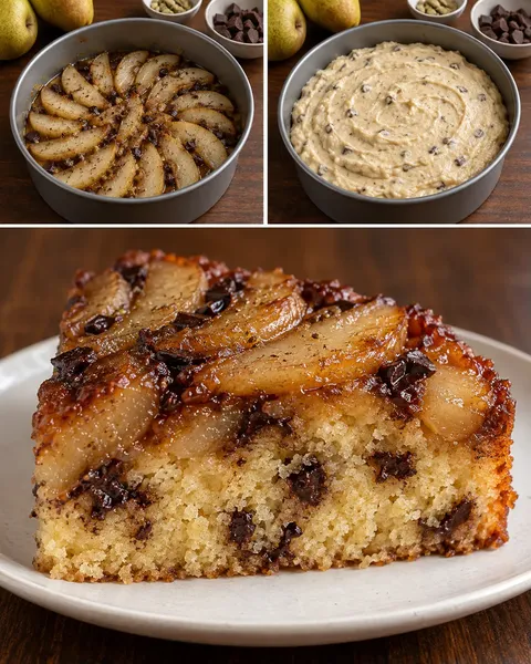 Torta rovesciata — pere, cardamomo, cioccolato fondente