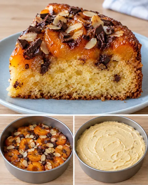 Torta rovesciata — albicocche, mandorle, cioccolato fondente