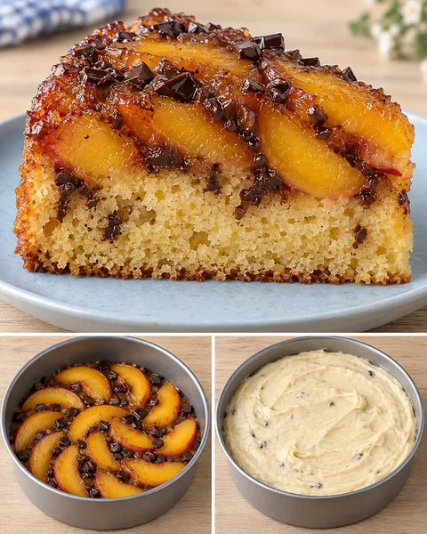 Torta rovesciata — pesche, vaniglia, cioccolato fondente
