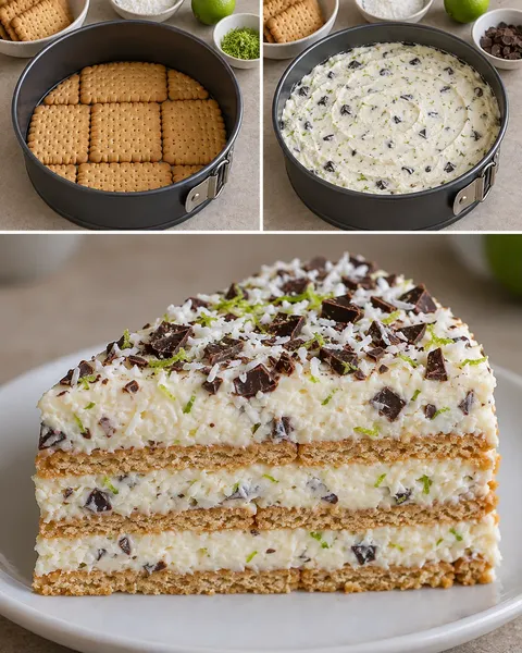 Torta fredda ai biscotti — cocco, lime, cioccolato fondente