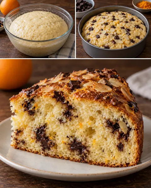 Dolce lievitato — arancia, mandorle, cioccolato fondente