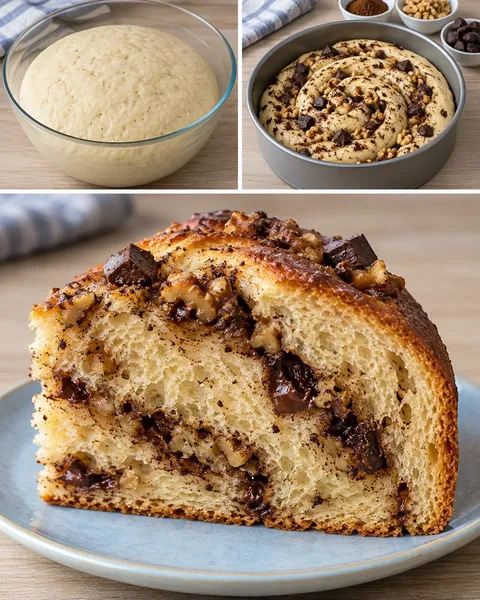 Dolce lievitato — caffè, noci, cioccolato fondente