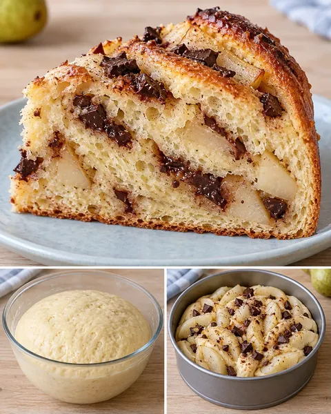 Dolce lievitato — pere, cardamomo, cioccolato fondente