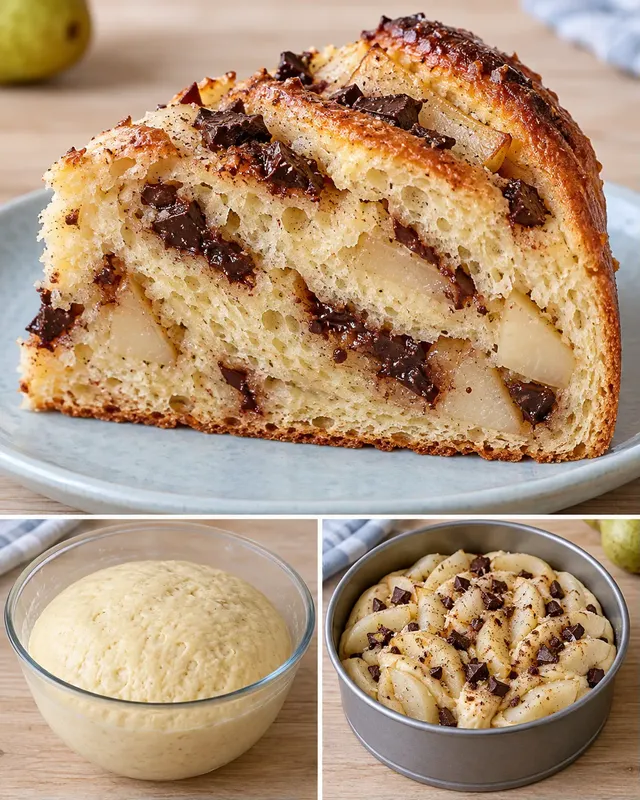 Dolce lievitato — pere, cardamomo, cioccolato fondente