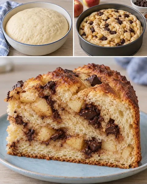 Dolce lievitato — mele, cannella, cioccolato fondente