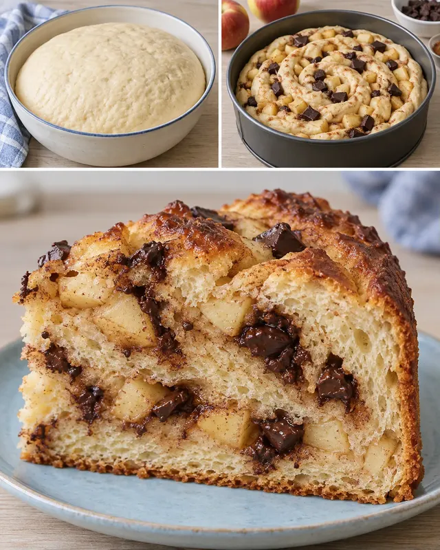 Dolce lievitato — mele, cannella, cioccolato fondente