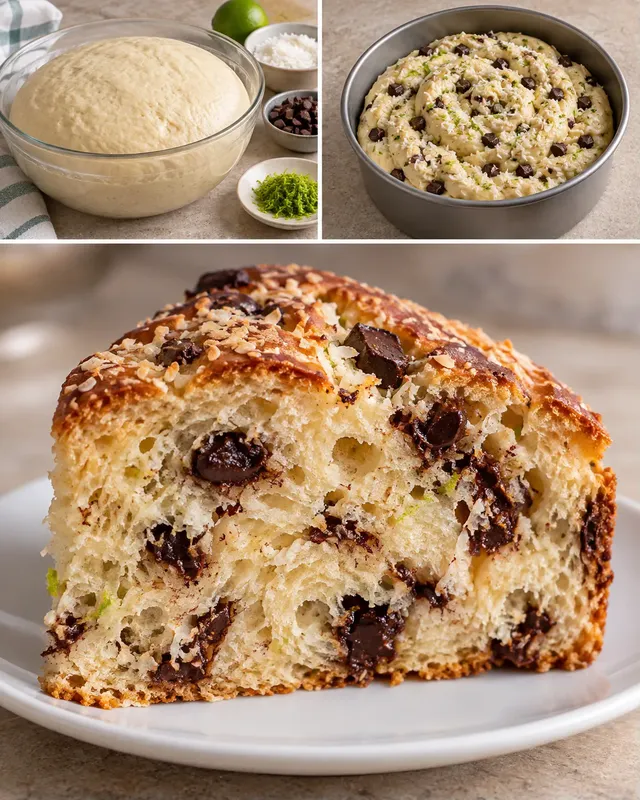 Dolce lievitato — cocco, lime, cioccolato fondente