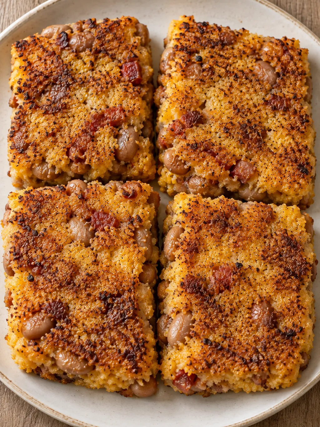 Fette dorate di calzagatti modenesi con borlotti e pancetta