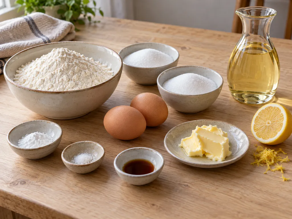 Farina, uova, burro, zucchero, limone e altri ingredienti per le castagnole