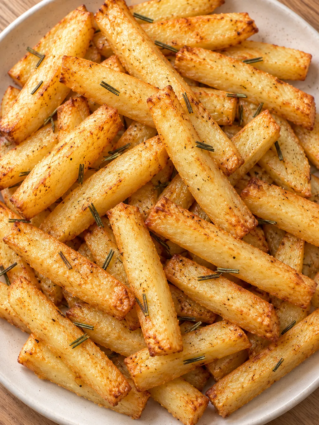 Patate croccanti a bastoncino con rosmarino e doratura chiara