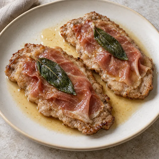 Saltimbocca alla romana con prosciutto, salvia e fondo al vino bianco