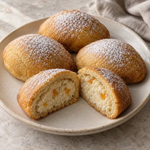 Sfogliatelle frolle dorate con ripieno di ricotta, semolino e arancia candita